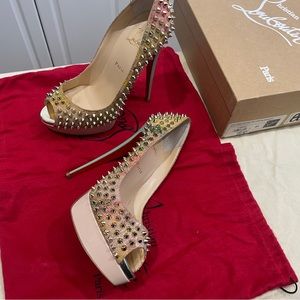Christian Louboutin Lady Peep Spikes 150 Cork Bloom